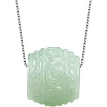 14K White Gold Jade Necklace, Grade A Natural Jadeite Barrel Pendant Necklace, Birthday Gift for Mother, Wife, Girlfriend