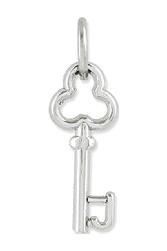 14k White Gold Solid Polished J Key Charm 15.53x6.88mm Wide Pendant Necklace for Women - .3 Grams