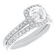 thumbnail image 1 of 14K White Gold Lab Created Solitaire Diamond Cushion Halo Bridal Set 1.50 CT, 1 of 5