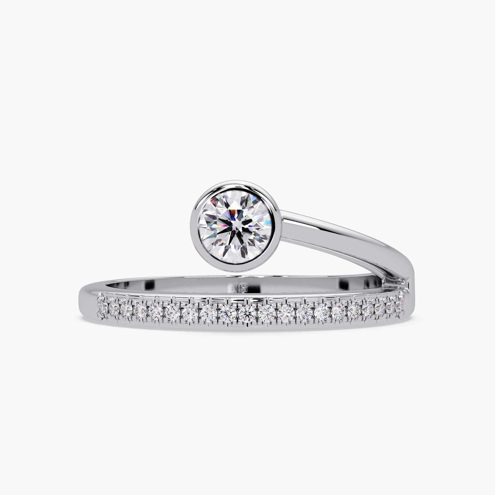 Open Pass Rings 14K White Gold Lab Diamond Bypass Ring | Pavé Open Wrap Band, 0.30Ctw ...