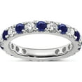 thumbnail image 1 of 14K White Gold Lab Grown Dia Si1/Si2 G H I & Cr Blue Sapp Eternity Ban (2 X 3.26) (Size 6.5) Made In India et0050-csa-100-65wlg, 1 of 5