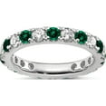 thumbnail image 1 of 14K White Gold Lab Grown Dia Si1/Si2 G H I & Cr Emerald Eternity Band (Size 7) Made In India et0050-cem-100-7wlg, 1 of 5