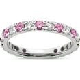 thumbnail image 1 of 14K White Gold Lab Grown Dia Si1/Si2 G H I & Cr Pink Sapp Eternity Ban (2 X 2.65) (Size 5.5) Made In India et0048-cps-070-55wlg, 1 of 5