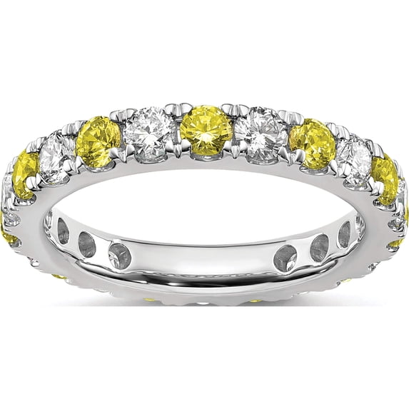 14K White Gold Lab Grown Dia Si1/Si2 G H I & Cr Yellow Sapp Eternity B (2 X 3.26) (Size 5.5) Made In India et0050-cys-100-55wlg
