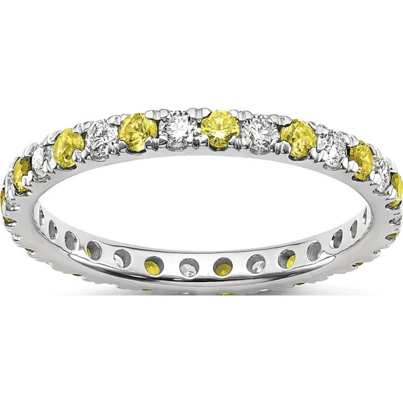 14K White Gold Lab Grown Dia Si1/Si2 G H I & Cr Yellow Sapp Eternity B (Size 5) Made In India et0049-cys-050-5wlg