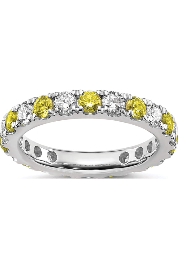 14K White Gold Lab Grown Dia Si1/Si2 G H I & Cr Yellow Sapp Eternity B (Size 5) Made In India et0050-cys-100-5wlg