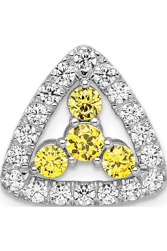 14K White Gold Lab Grown Dia. Si1/Si2, G H I, & Cr Yellow Sapp Triangle Pe (13.36 X 14.01) Made In India pm7932-cys-045-wlg