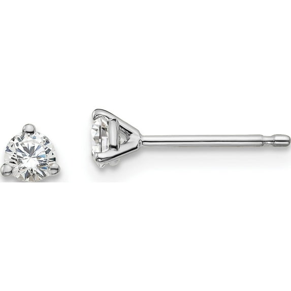 14K White Gold Lab Grown Diamond 1/4Ctw Vs/Si, D E F, 3 Prong Earrings Made In United States em1007-025-wld
