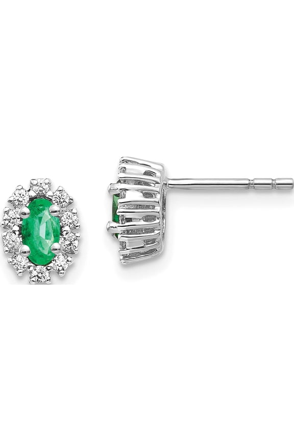 14K White Gold Lab Grown Diamond 1/5Ct Si1/Si2, G H I, & Cr. Emerald Earr Made In India em5591-em-020-wlg