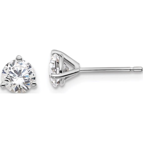 14K White Gold Lab Grown Diamond 1Ctw Cert. Si1/Si2, G H I, 3 Prg Earrings Made In United States em1007-100c-wlg