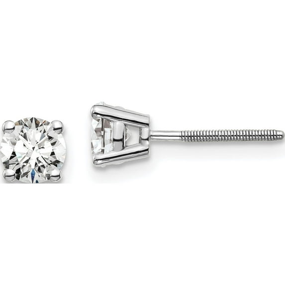 14K White Gold Lab Grown Diamond 3/4Ctw Cert. Vs/Si, D E F, Screw Back Ear Made In United States em1006s-075c-wld