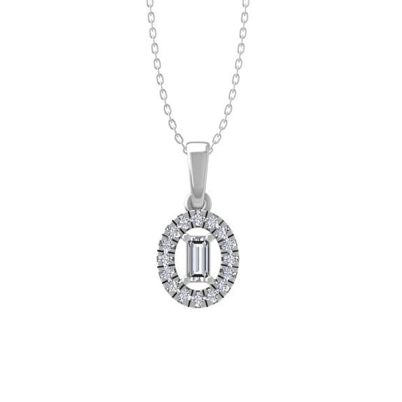 14K White Gold Lab Grown Diamond Halo Pendant with Silver Cable Chain Necklace 18" (1/4 Carat VS Clarity, D-F Color)