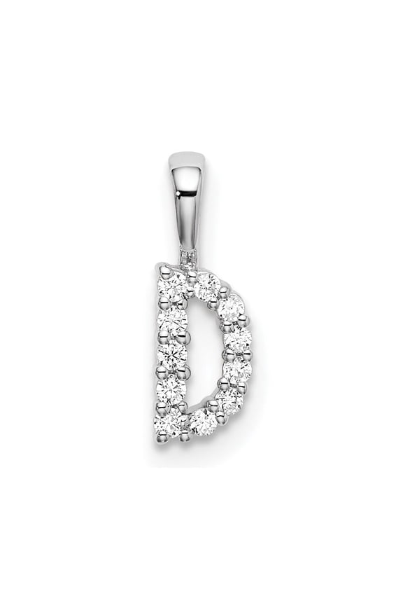 14k White Gold 1/10 carat Lab Grown Diamond VS/SI+ G+ Complete Letter D Initial Pendant