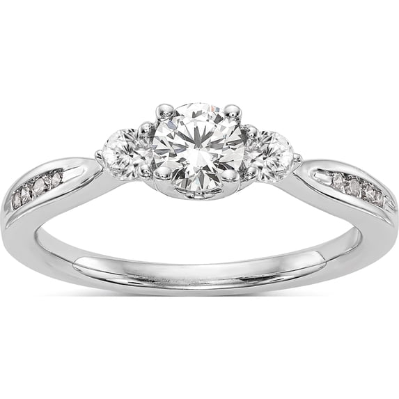 14K White Gold Lab Grown Diamond Si1/Si2, G H I, 3-Stone Complete Eng Ring (Size 7) Made In India rm2976e-038-7cwlg