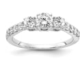 thumbnail image 1 of 14K White Gold Lab Grown Diamond Si1/Si2, G H I, 3-Stone Semi-Mount Eng Ri (Size 7) Made In India rm4228e-100-7wlg, 1 of 5
