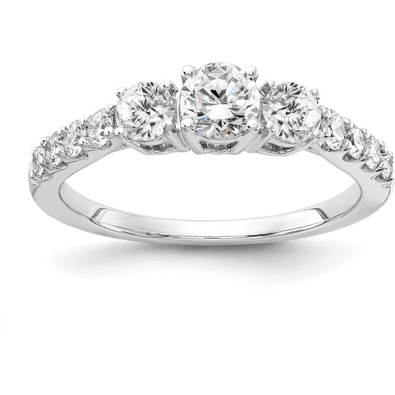 14K White Gold Lab Grown Diamond Si1/Si2, G H I, 3-Stone Semi-Mount Eng Ri (Size 7) Made In India rm4228e-100-7wlg