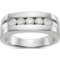 thumbnail image 1 of 14K White Gold Lab Grown Diamond Si1/Si2, G H I, 5-Stone Men's Channel Ban (Size 10) Made In India rm3458b-070-10wlg, 1 of 5