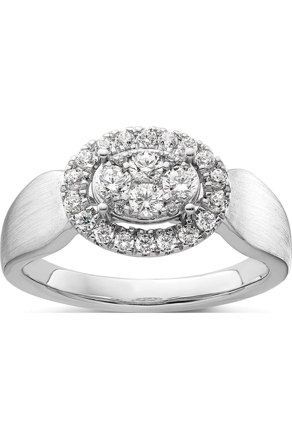 14K White Gold 1/2 carat Lab Grown Diamond VS/SI+ G+ Complete Cluster Engagement Ring