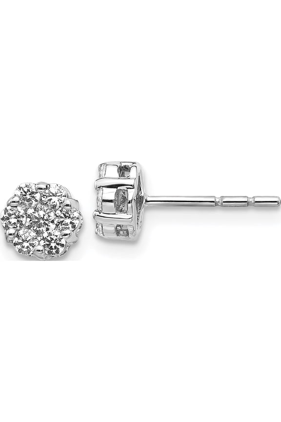 14K White Gold 1/2 carat Lab Grown Diamond VS/SI+ G+ Cluster Post Earrings