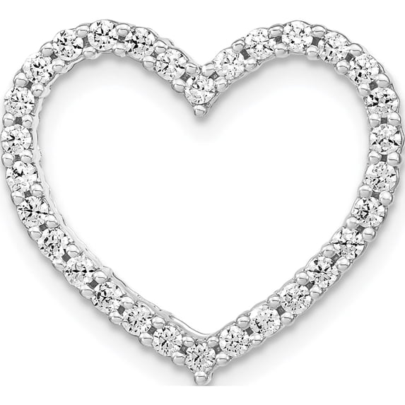14K White Gold Lab Grown Diamond Si1/Si2, G H I, Heart Chain Slide Made In India pm7982-050-wlg