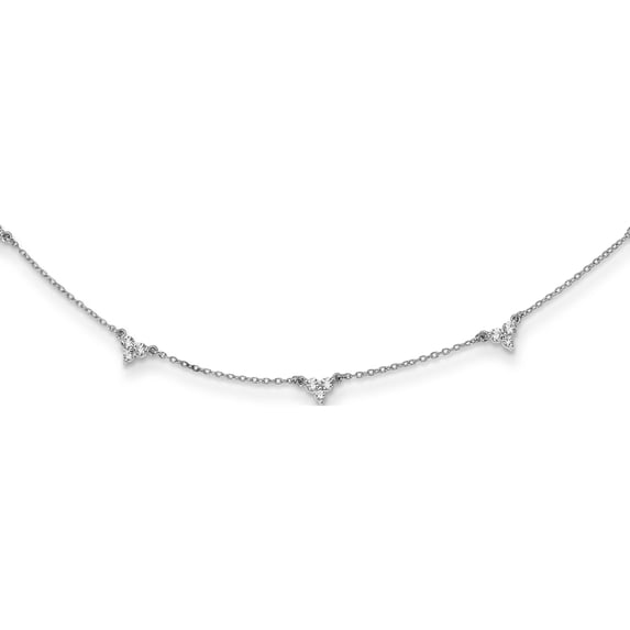 14K White Gold Lab Grown Diamond Si1/Si2, G H I, Multi Station Necklace Made In India pm3746-100-wlg
