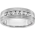 thumbnail image 1 of 14K White Gold Lab Grown Diamond Si1/Si2, G H I, Polish & Satin Mens Ring (Size 10) Made In India rm6510-062-wlg, 1 of 5