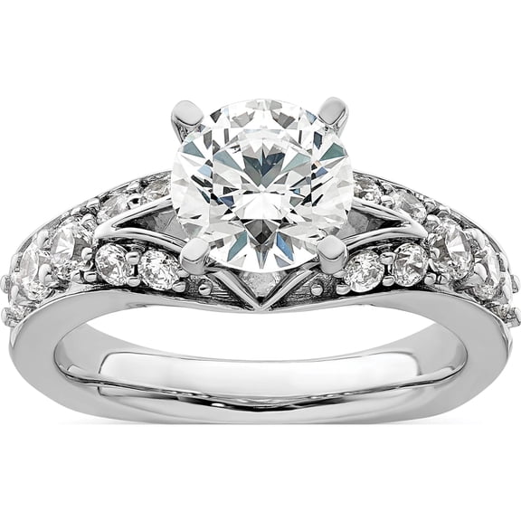 14K White Gold Lab Grown Diamond Si1/Si2, G H I, Semi-Mount Engagement Rin (Size 7) Made In India rm8985e-150-wlg