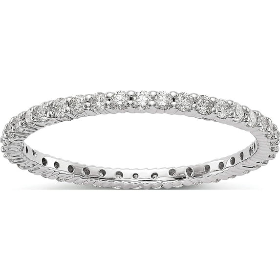 14K White Gold Lab Grown Diamond Si1/Si2, G H I, Shared Prong Eternity Ban (Size 4.5) Made In India et0001-050-45wlg