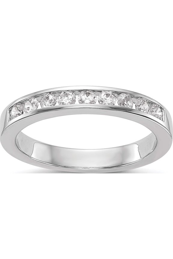 14K White Gold Lab Grown Diamond Si1/Si2, G H I, Wedding Band (Size 7) Made In India rm2980b-045-7wlg