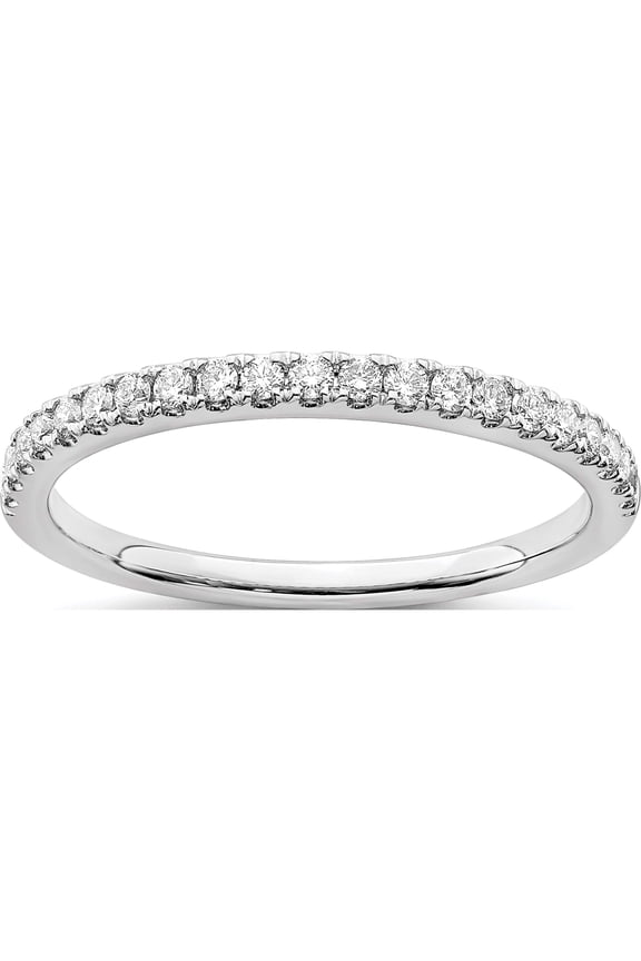 14K White Gold Lab Grown Diamond Si1/Si2, G H I, Wedding Band (Size 7) Made In India rm6634b-025-7wlg