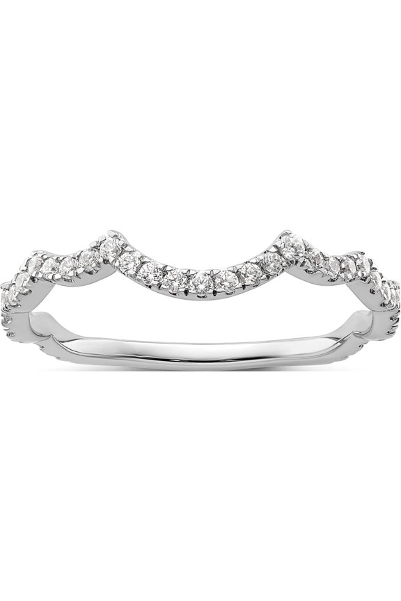 14K White Gold Lab Grown Diamond Si1/Si2, G H I, Wedding Band (Size 7) Made In India rm9099b-030-7wlg
