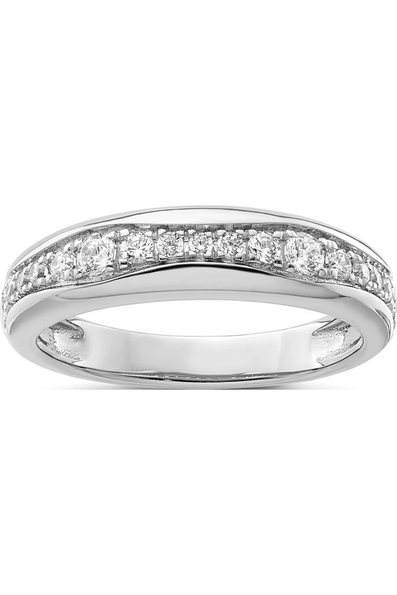 14K White Gold Lab Grown Diamond Si1/Si2, G H I, Wedding Band (Size 7) Made In India rm9107-040-wlg