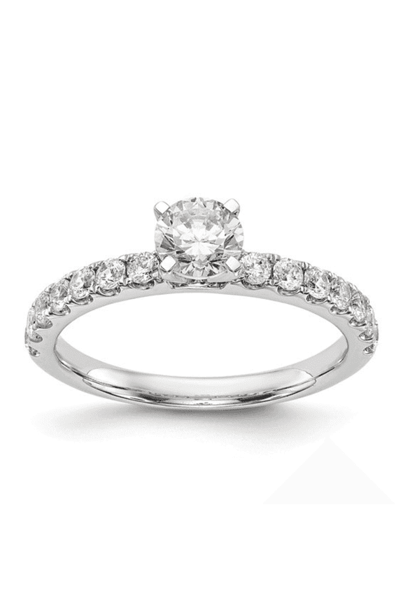 14K White Gold Lab-Grown Pave Diamond Ring for Women, Semi-Mount, April Birthstone Jewelry Gift