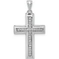 thumbnail image 1 of 14K White Gold Large 1/10Ct. Diamond Cross Pendant (29.5 X 15.5) Made In India pm5139-010-wa, 1 of 5