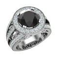 thumbnail image 1 of 14K White Gold Large Black Diamond Engagement Rings Round Cut Halo diamond proposal Rings 4.55 carat (G,SI), 1 of 5