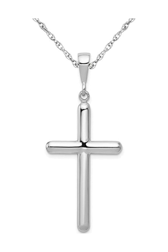 Gem & Harmony 14K White Gold Large Cross Pendant Necklace with Chain for Men