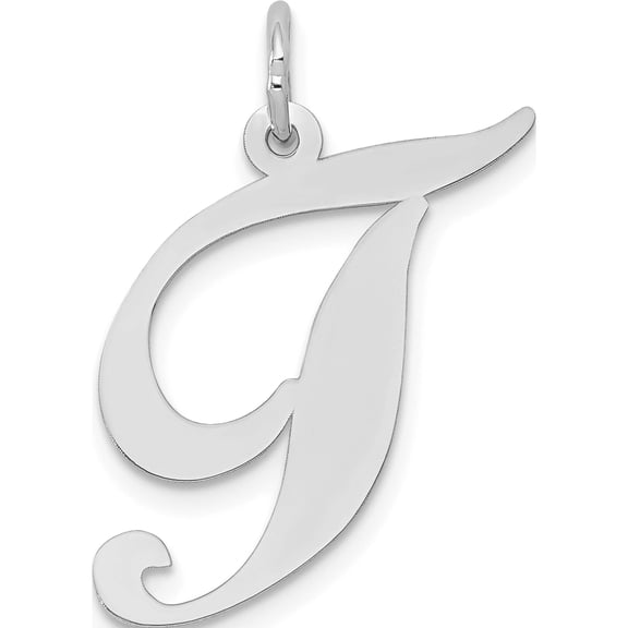 Jewelry by Sweet Pea 14K White Gold Large Fancy Script Letter T Initial Charm