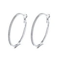 thumbnail image 1 of Amy and Annette 14K White Gold Large Hoop Earrings with crystals from Swarovski in 14K White Gold Plated, 1 of 5