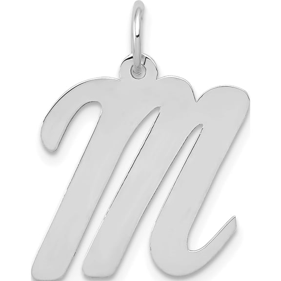 14K White Gold Large Script Letter M Initial Charm Made In United States yc663m