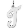 thumbnail image 1 of 14K White Gold Large Script Letter T Initial Charm Made In United States yc663t, 1 of 6