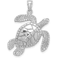 thumbnail image 1 of 14K White Gold Large Textured Swimming Sea Turtle Charm - 30mm, 1 of 6