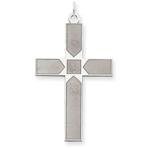 14K White Gold Laser Designed Cross Pendant XR1007