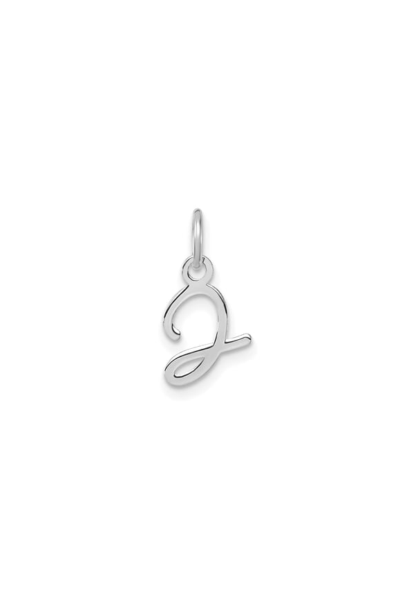 14K White Gold Lowercase G Pendant Charm for Women, Script Initial Necklace Accessory, Polished Monogram Jewelry, Dainty Personalized Identity Symbol