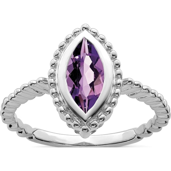 14K White Gold Marquise Amethyst Ringsize 7 (Width 1.75 To 2.5) - Jbsp