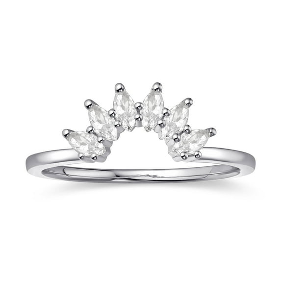 14K White Gold Marquise Oval Shape Moissanite Crown Engagement Ring for Women