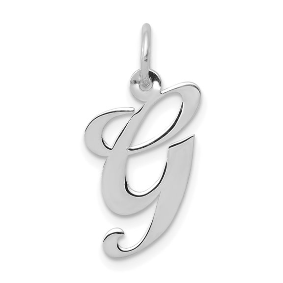 Jewelry by Sweet Pea 14K White Gold Medium Fancy Script Letter G Initial Charm