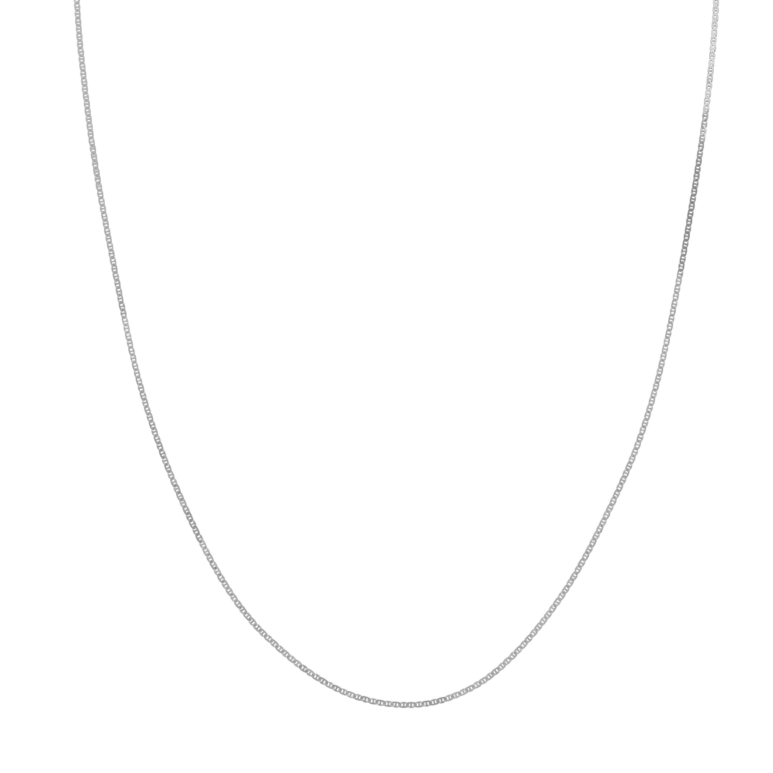 JEWELRY ADDICT 14K White Gold Men & Women's 18" 1.1mm Flat Mariner Chain Necklace