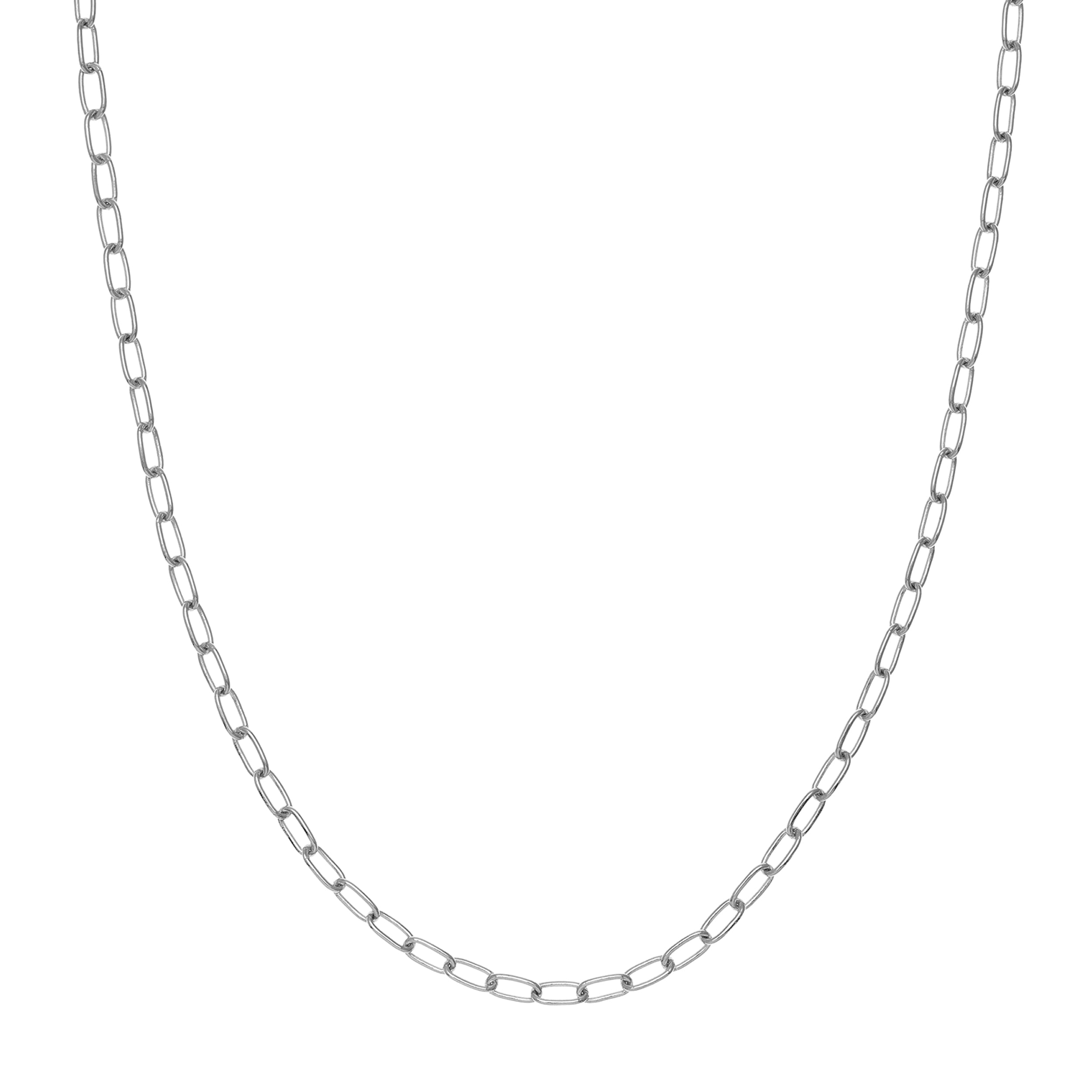 JEWELRY ADDICT 14K White Gold Men & Women's 18" 3.45mm Paper Clip Chain Necklace