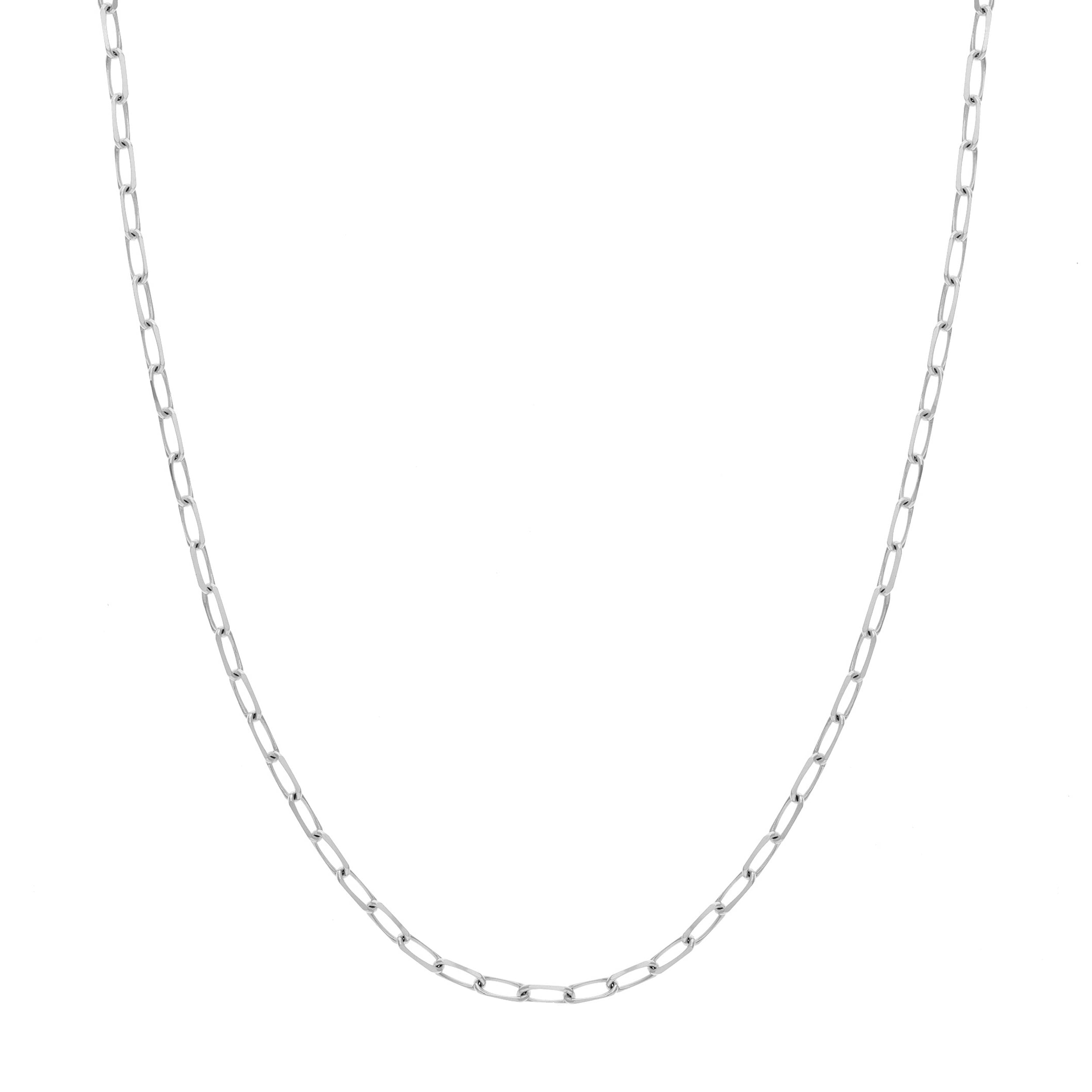 JEWELRY ADDICT 14K White Gold Men & Women's 18" 4mm Diamond Cut Paper Clip Chain Necklace