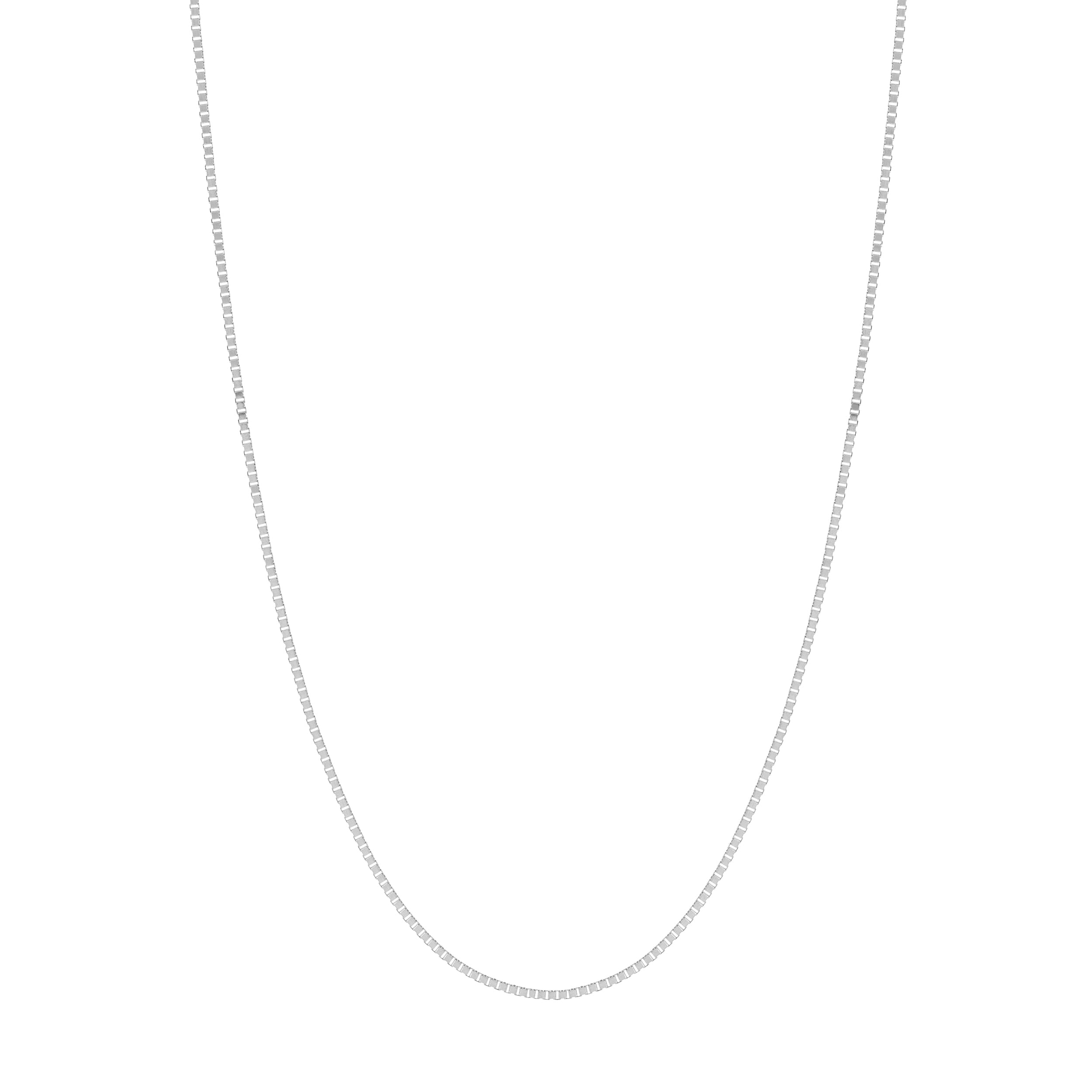 JEWELRY ADDICT 14K White Gold Men & Women's 22" 0.8mm Box Chain Necklace with Slider Bead